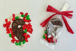 Chocolate Candy Cane With Christmas Mix Jelly Bellies